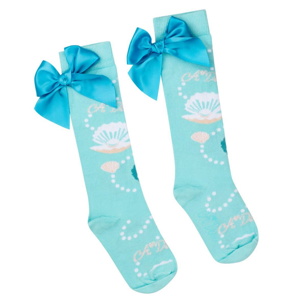 A Dee "OCEANA" Pearl Print Knee High Socks- S244920