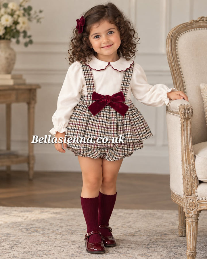 Deolinda Girls Houndstooth Bloomers & Blouse Set -DBI26610