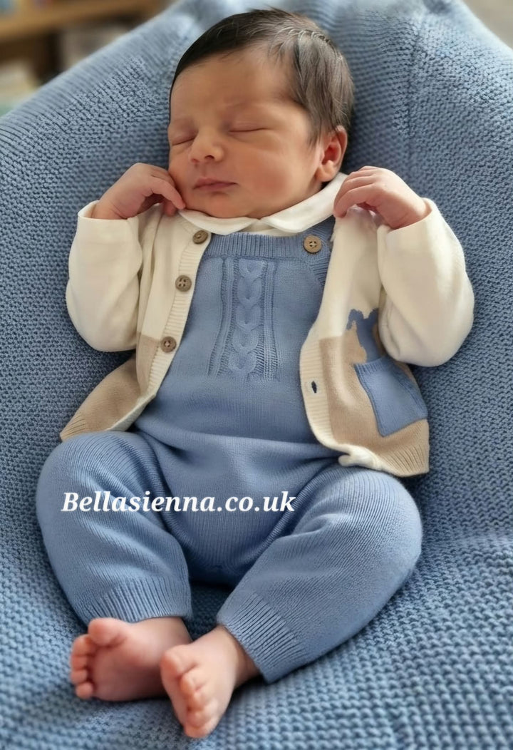 Mayoral Baby Boys Three Piece Bunny Rabbit Knitted Dungaree Set - 2617 - Nube