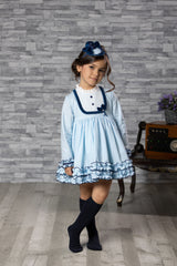 Abuela Tata Blue & Navy  Dress With Beautiful Bow Back - 2599343