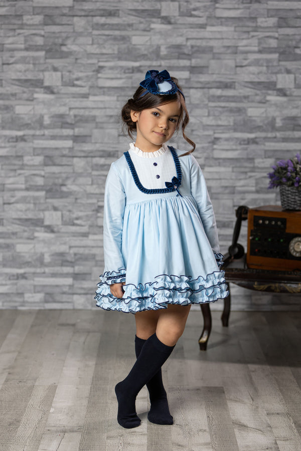Abuela Tata Blue & Navy  Dress With Beautiful Bow Back - 2599343