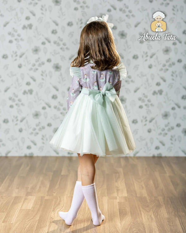 Abuela Tata Lilac & Green Tulle Ballerina Dress - 2599400