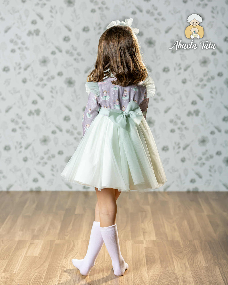 Abuela Tata Lilac & Green Tulle Ballerina Dress - 2599400