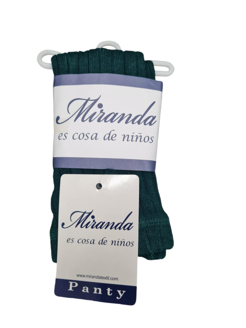 Miranda Thick Ribbed Bottle Green Tights
