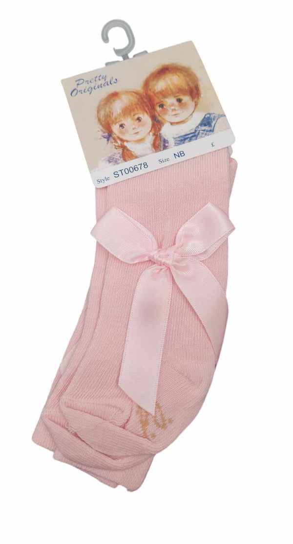 Pretty Originals Girls Pink Bow Tights ST00678