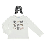 Mayoral Top, Skort & Matching Scrunchie Set - 4006 4907 - Black Dog Tooth