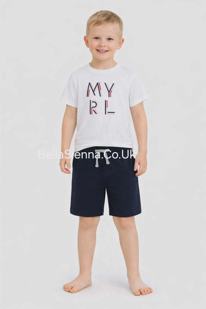 Mayoral Boys White T-Shirt & Blue Shorts Set 1710