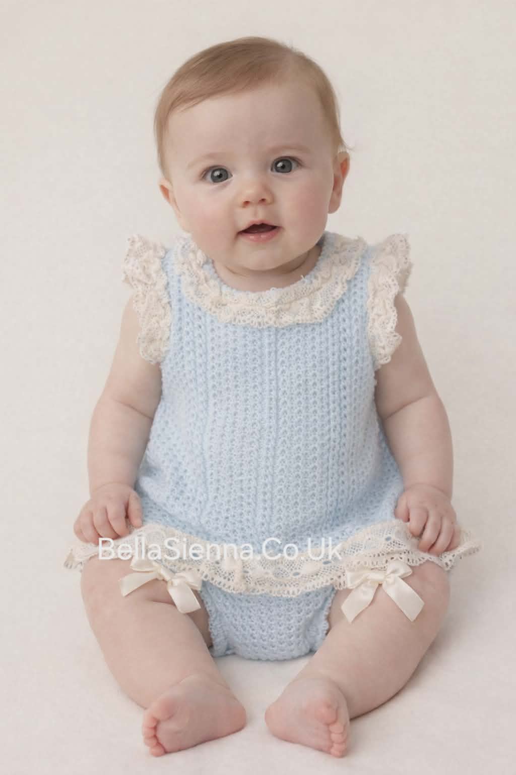 Nini Baby Girls Fine Blue And White Ivory Summer Set