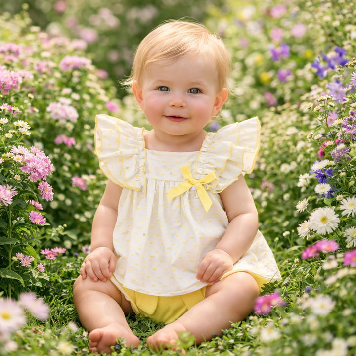 Mac ilusion Lemon Ruffle Two Piece Outfit For Newborn Baby Girl 7709