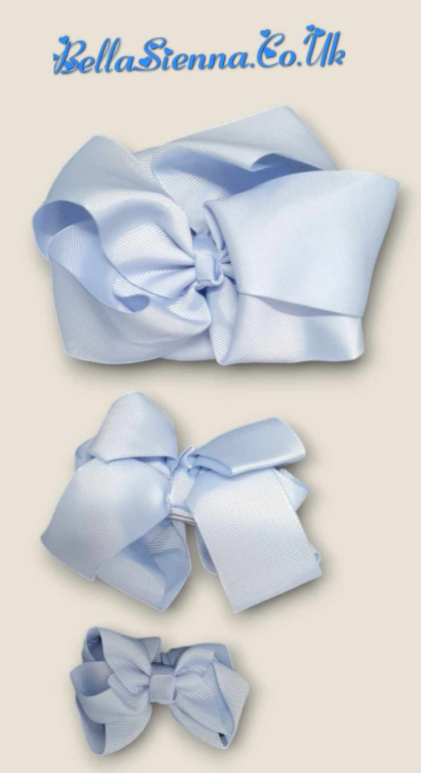 Harris Kids Light Blue Grosgrain Ribbon Triple Bow - Available in 3 sizes
