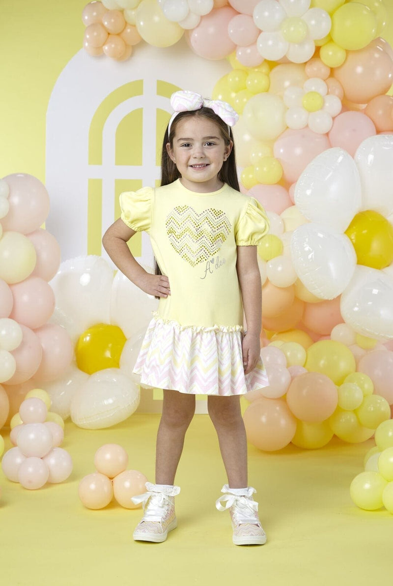 A Dee "LAURA" Chic Chevron Heart Dress - Lemon Cake - S241702