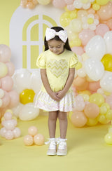 A Dee "LAURA" Chic Chevron Heart Dress - Lemon Cake - S241702