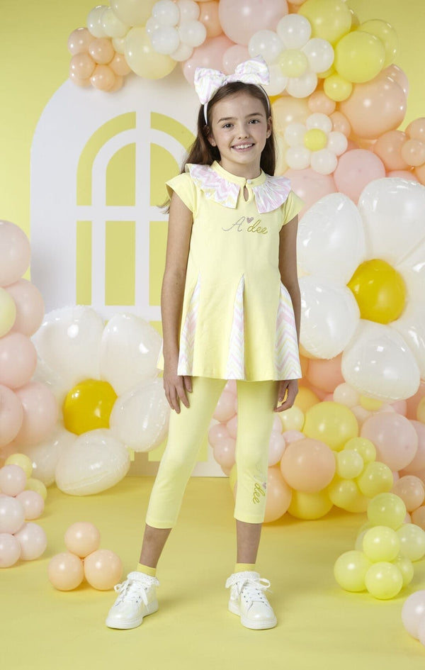A Dee "LOTTIE" Chic Chevron Insert Legging Set - Lemon Cake - S241507