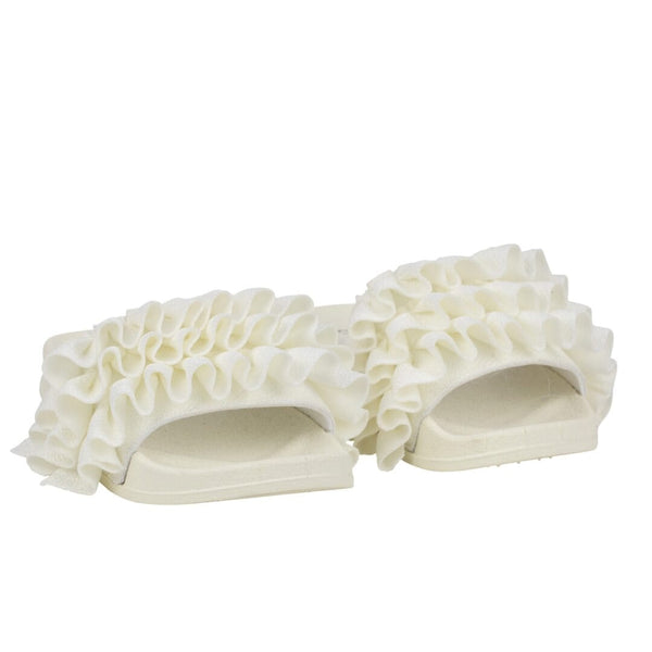 A Dee "FRILLY" Sliders - Sandals - S245104 - WHITE