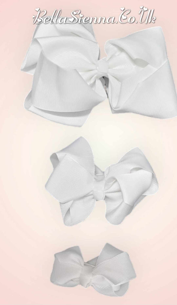 Harris Kids White Grosgrain Ribbon Triple Bow - Available in 3 sizes