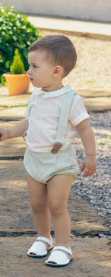 Calamaro Excellent Boys Mint Green Striped Set With Braces - 17959