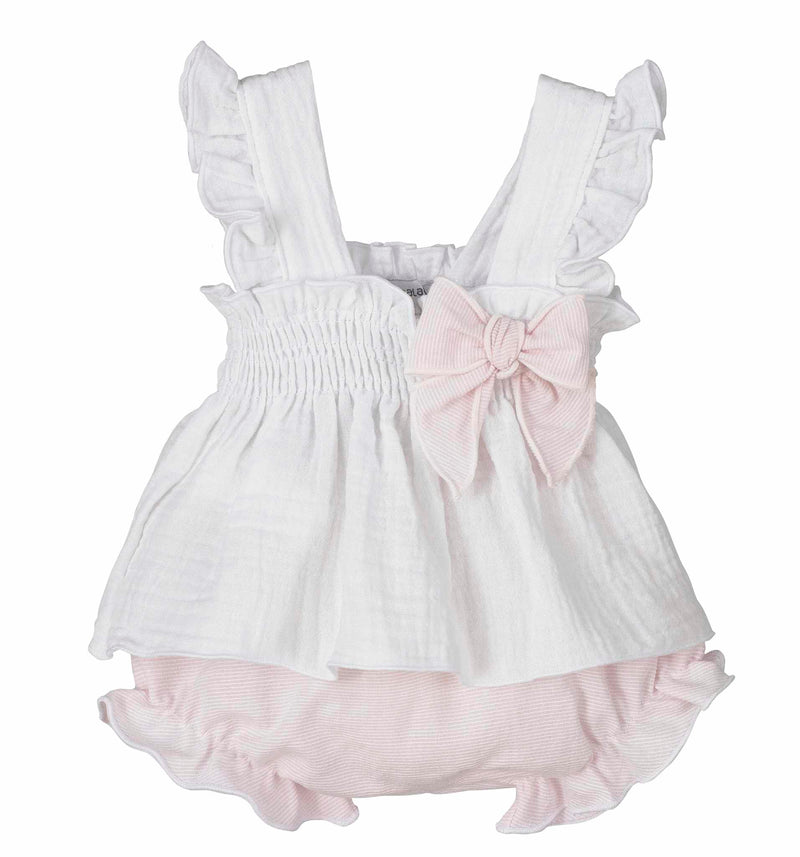 Calamaro Girls Pretty Pink & White Two Piece Set - 17929