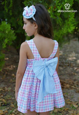 Dbb Multicoloured Dress With Big Bow On The Back & Matching Headband- 19802