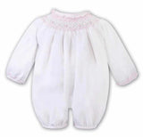 Sarah Louise White Heritage Smocked Bubble Long Sleeved Romper - C6004L
