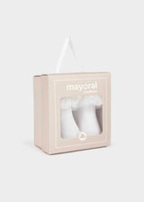 Mayoral Newborn Bow Socks and Headband Set Organic Cotton 9710 - White