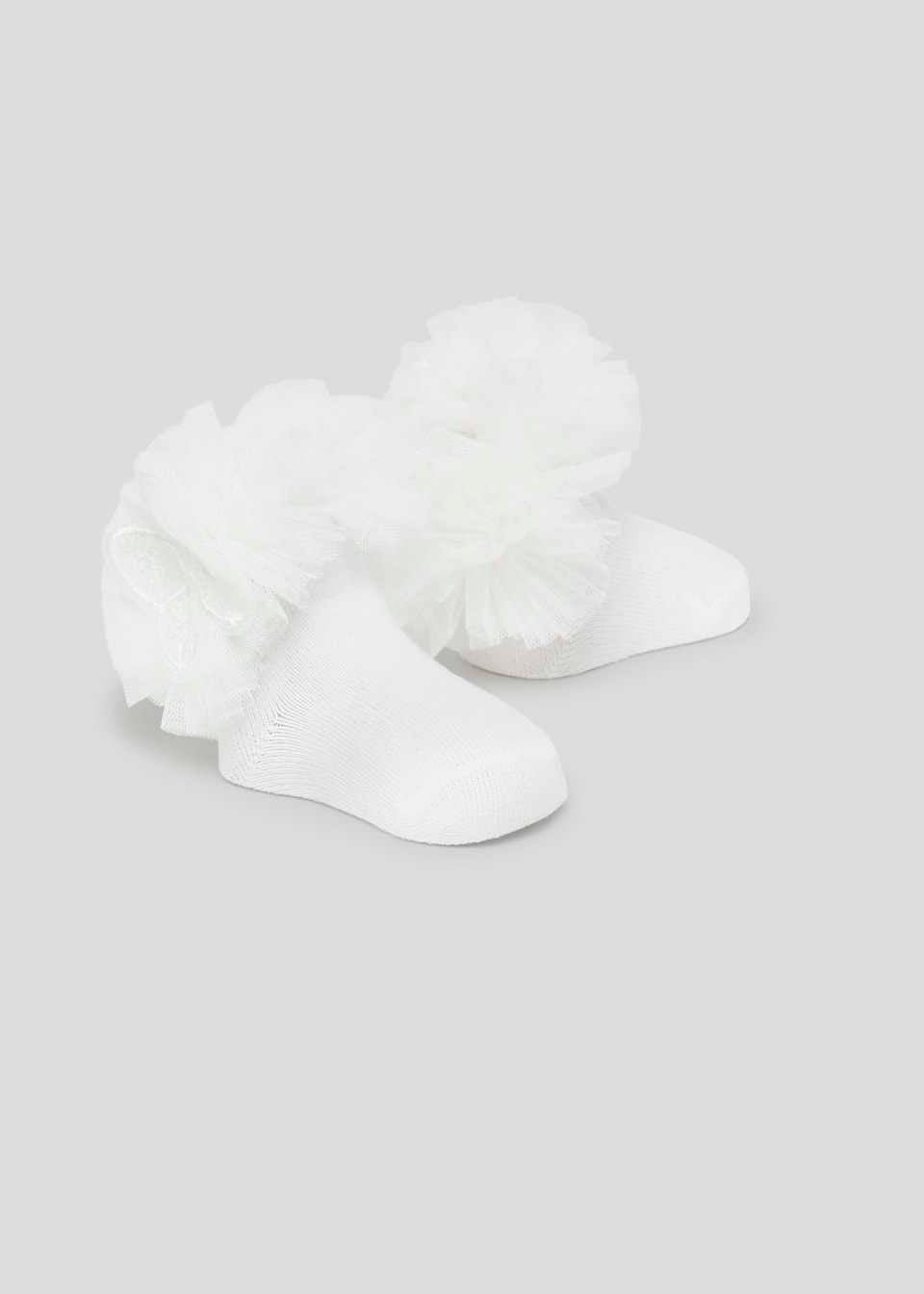 Mayoral Newborn Ivory Bow Socks and Headband Set Organic Cotton 9710