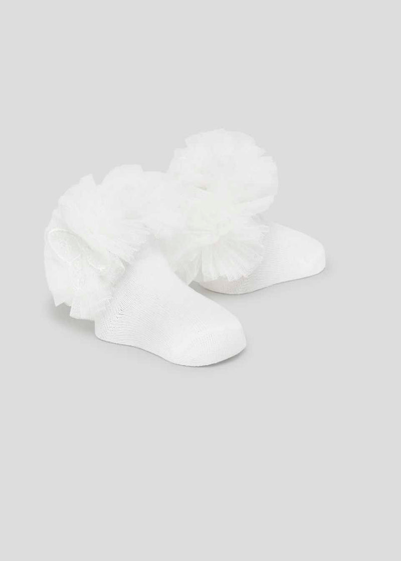 Mayoral Newborn Ivory Bow Socks and Headband Set Organic Cotton 9710