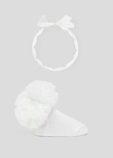 Mayoral Newborn Bow Socks and Headband Set Organic Cotton 9710 - White