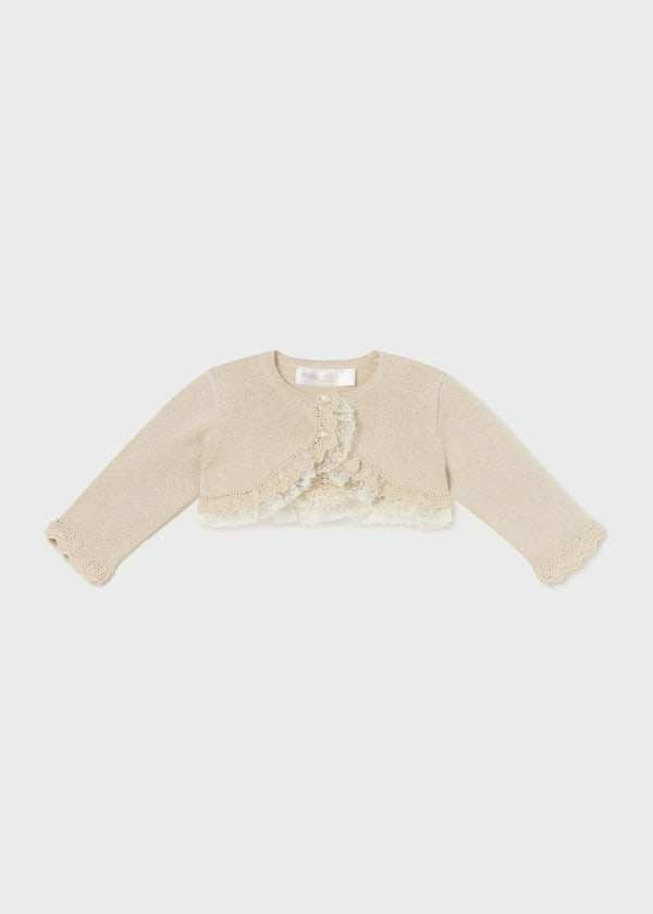 Mayoral Newborn Formal Lace Champagne Gold Cardigan - 1377 - 23