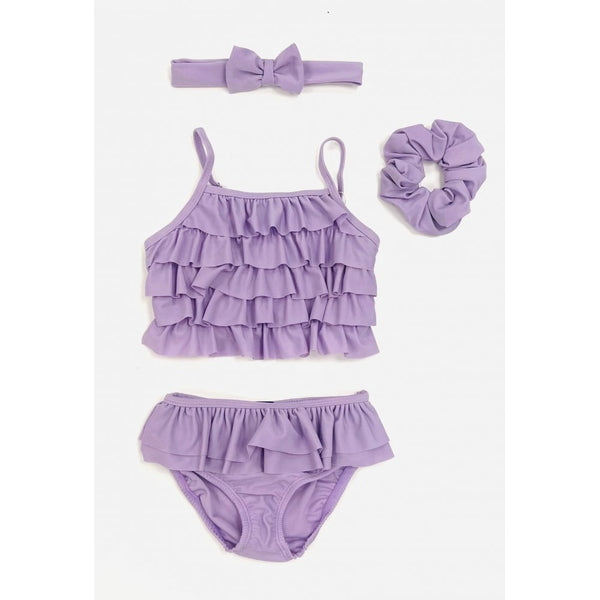HARRIS KIDS "Pippa" Girls Frilly Bikini - Lilac- 4 Piece Set