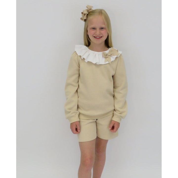 HARRIS KIDS "Tess" Girls Shorts & Frilly Jumper Set - Beige