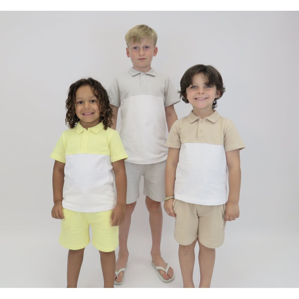 HARRIS KIDS "Dawson" Boys Plain Polo Short Set - Lemon