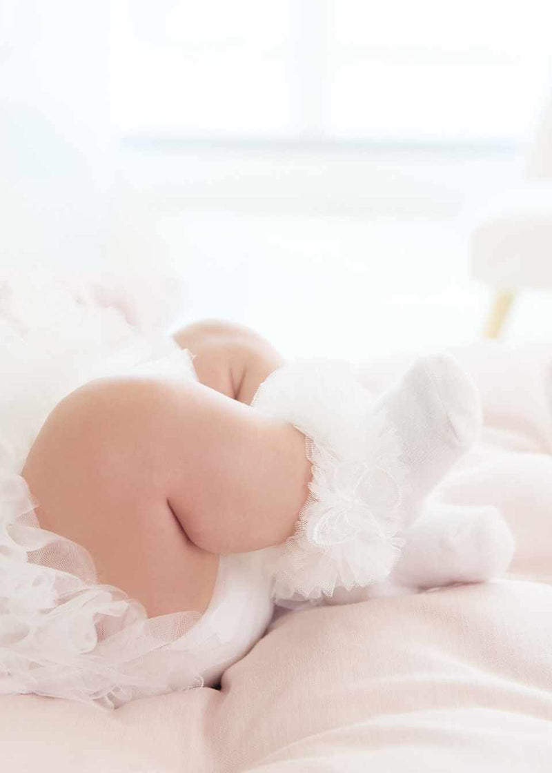 Mayoral Newborn Ivory Bow Socks and Headband Set Organic Cotton 9710