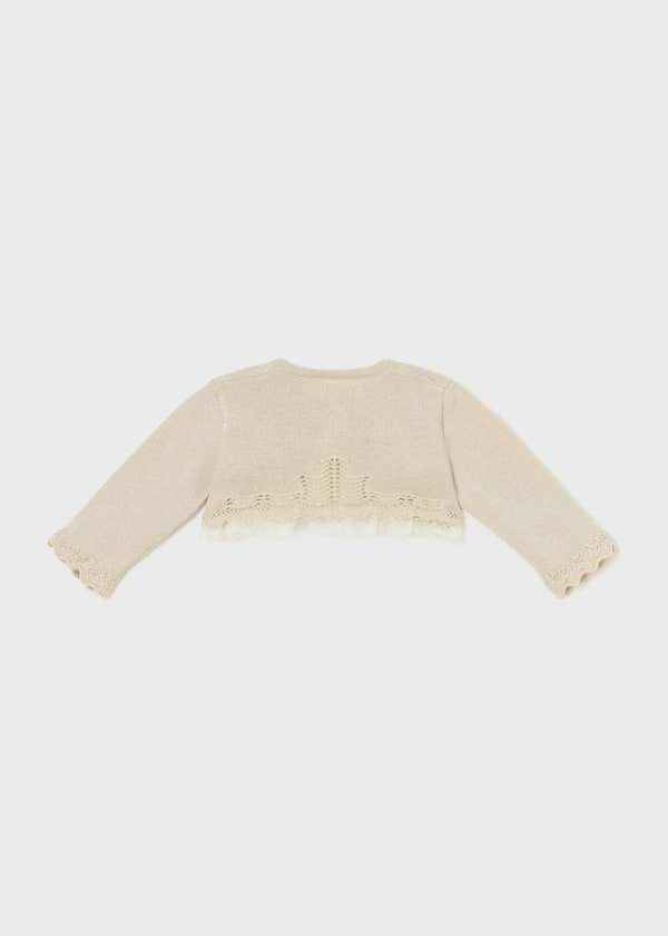 Mayoral Newborn Formal Lace Champagne Gold Cardigan - 1377 - 23
