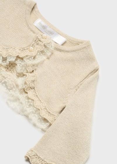 Mayoral Newborn Formal Lace Champagne Gold Cardigan - 1377 - 23