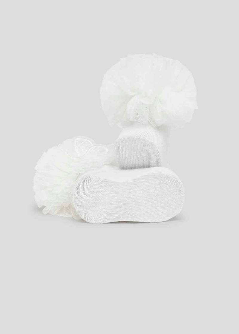 Mayoral Newborn Bow Socks and Headband Set Organic Cotton 9710 - White