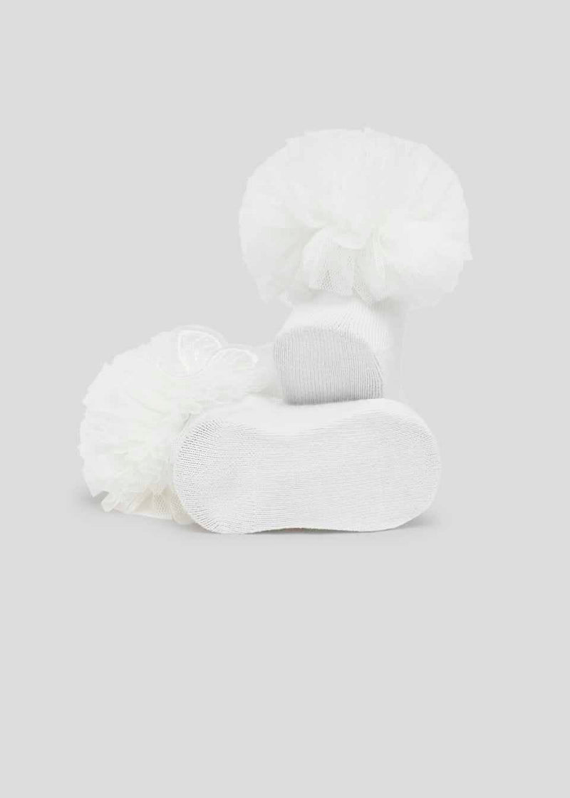Mayoral Newborn Ivory Bow Socks and Headband Set Organic Cotton 9710