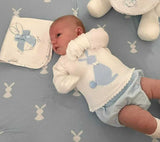 Granlei White & Baby Blue Bunny Rabbit Jumper & Jam Pants Set - 122 - Easter