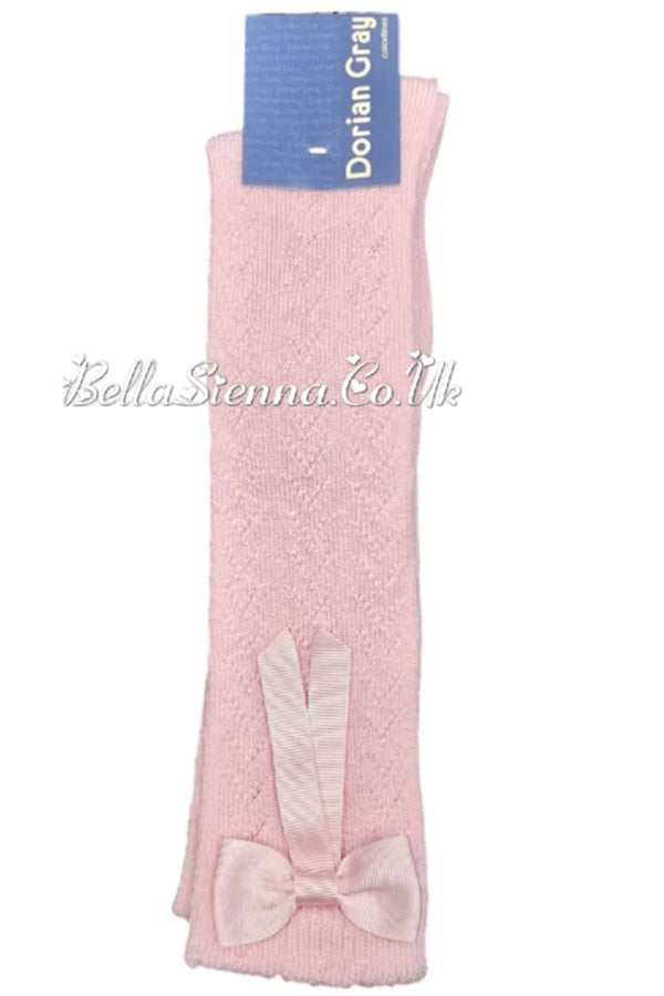 Dorian Girls Pink Bow Knee High Socks