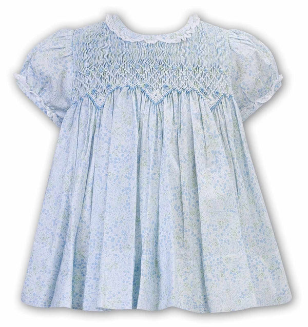 Sarah Louise Baby Girls Blue Floral Smocked Dress 012660