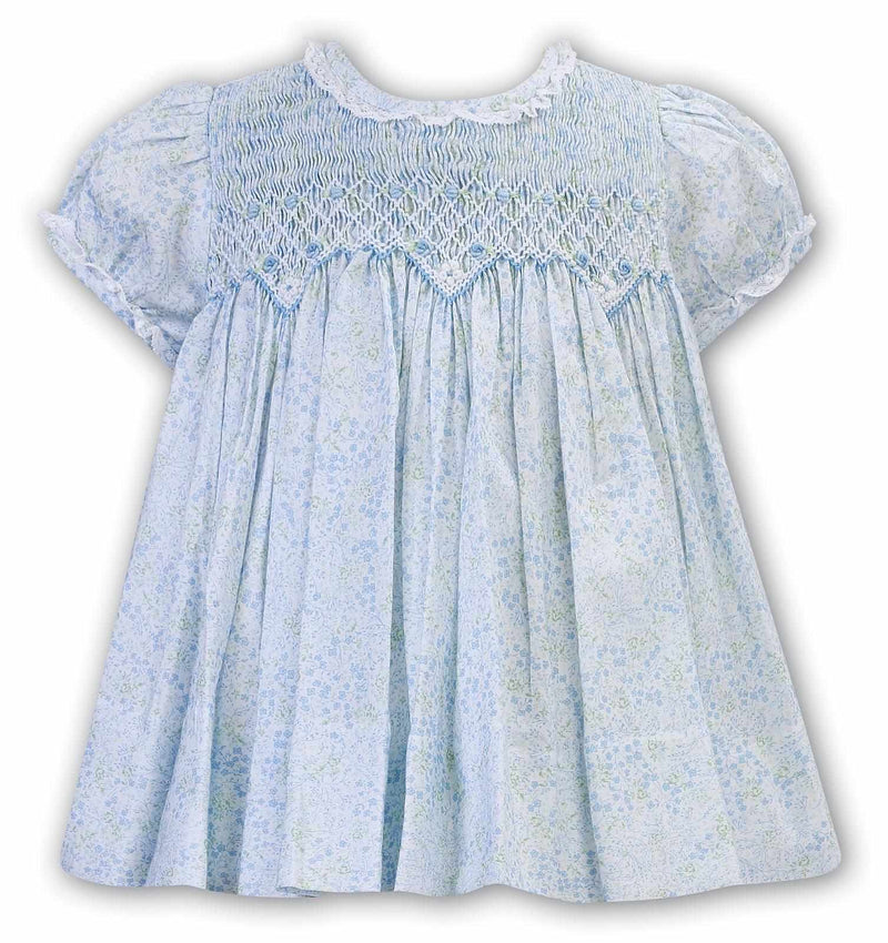 Sarah Louise Baby Girls Blue Floral Smocked Dress 012660