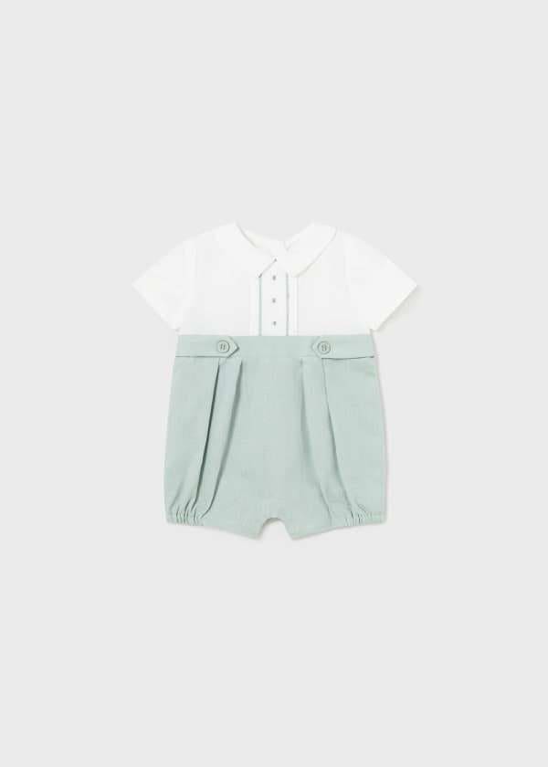 Mayoral Newborn Formal Romper European Linen Green 1635