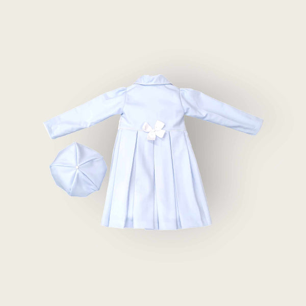 Pretty Originals Pale Blue Traditional Smocked Autumn/Winter Coat And Beret - Exclusive to Bella Sienna - BD02127