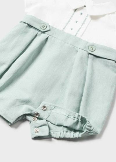 Mayoral Newborn Formal Romper European Linen Green 1635