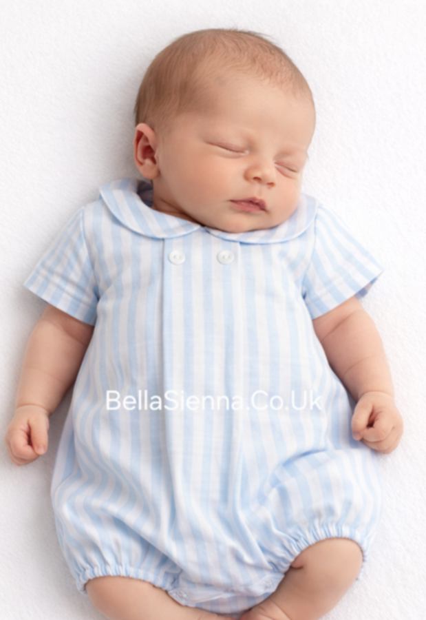 Rapife Boys Light Blue & White Stripe Romper - 4308