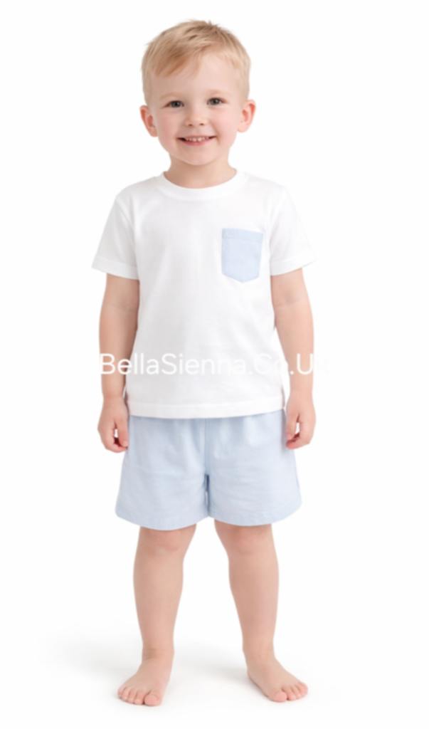 Rapife  Boy's White And Blue Shorts Set 4350