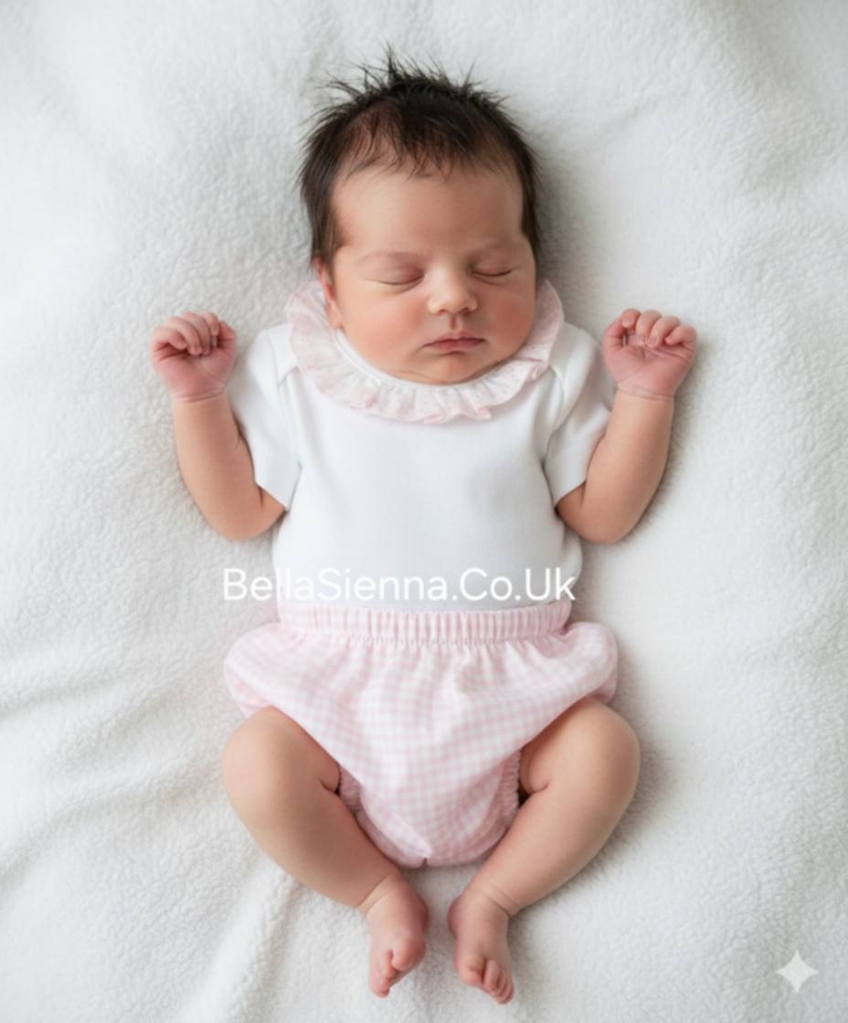 Calamaro Baby White & Pink Frill Vest Top & Jam Pants Set- 19010 & 16028
