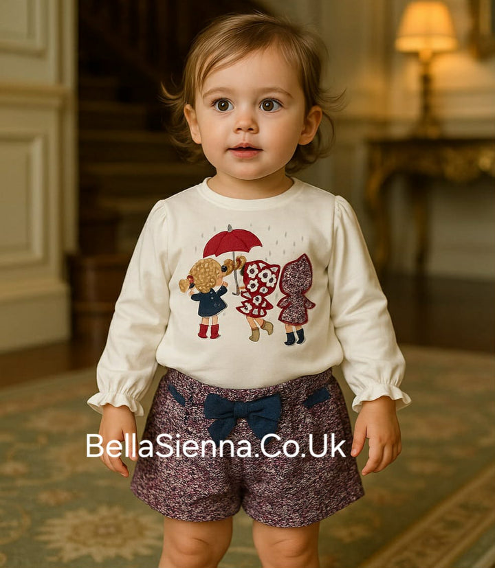 Mayoral Knit shorts and long sleeve t-shirt for girls 2226