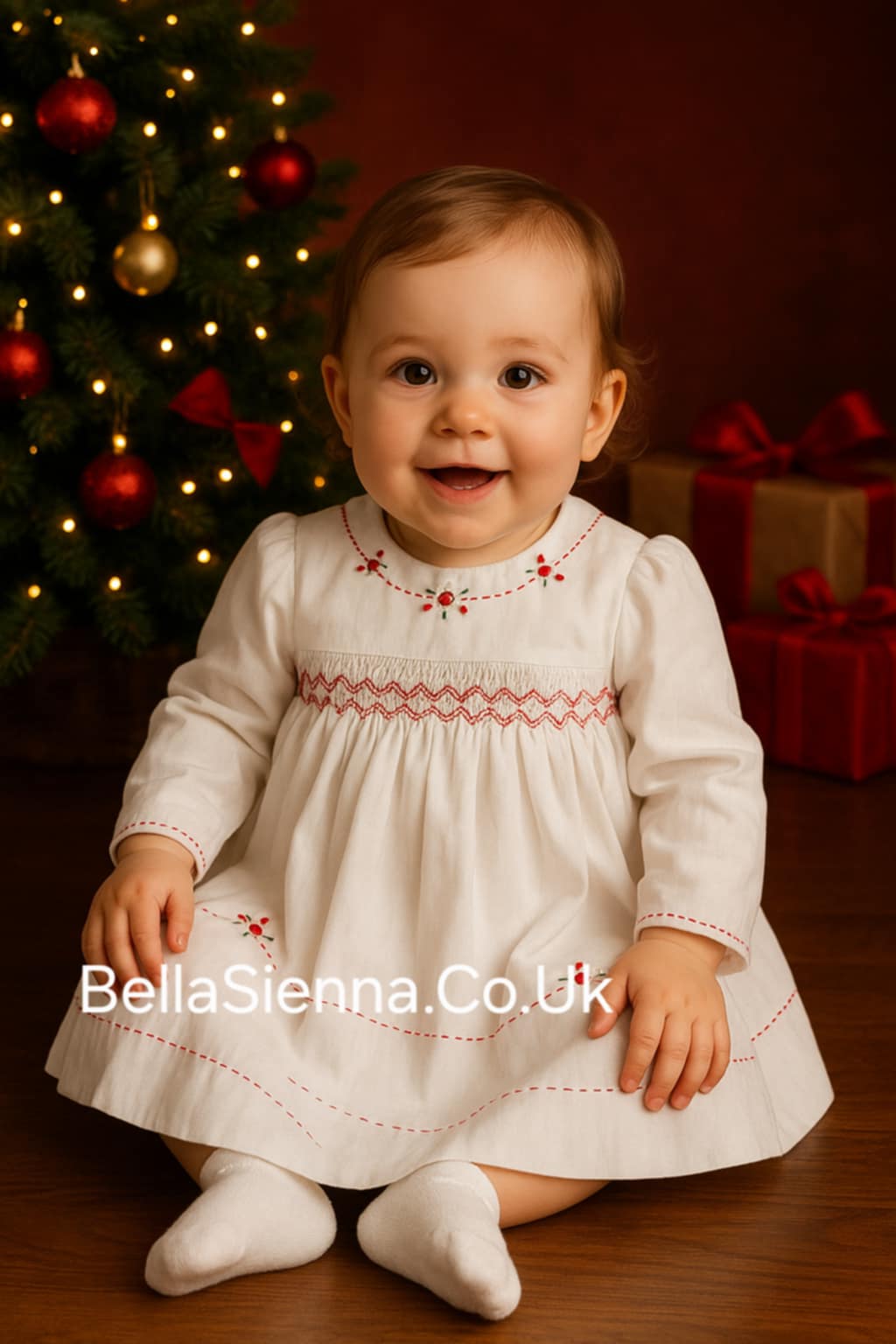 Sarah Louise Baby White Smocked Dress - 0129983 Bella Sienna Sarah Louise Baby White Smocked Dress - 0129983 Bella Sienna