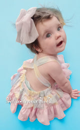 Babine Pastel Abstract Romper With Tulle Bows - 2422121