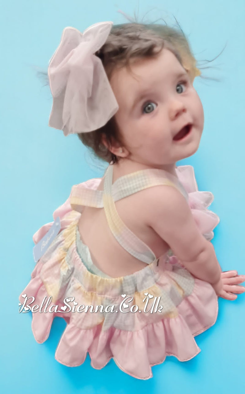 Babine Pastel Abstract Romper With Tulle Bows - 2422121